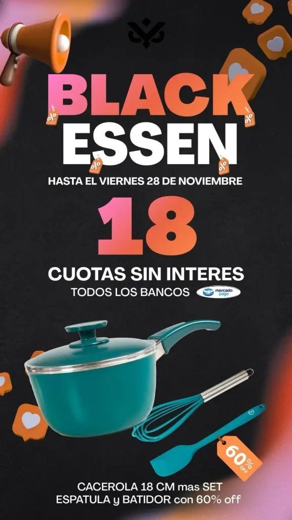 cacserola 18cm essen con espatula y batidor de silciona essen 60% descuento