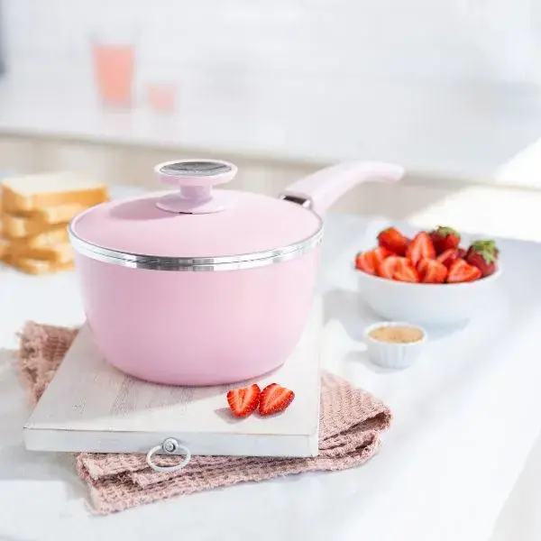 cacerola con mango rosa essen 18cm