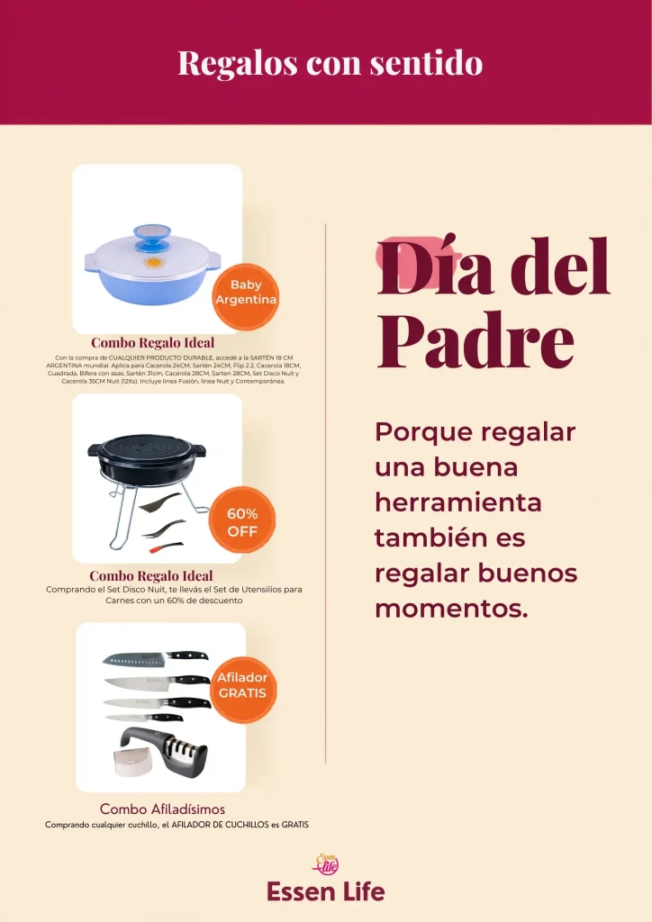 Combos Día del Padre Essen 2026 - Combo Cábala Set Disco Nuit, Combo Regalo Ideal Flip 2.2, Combo Afiladísimos cuchillo gratis